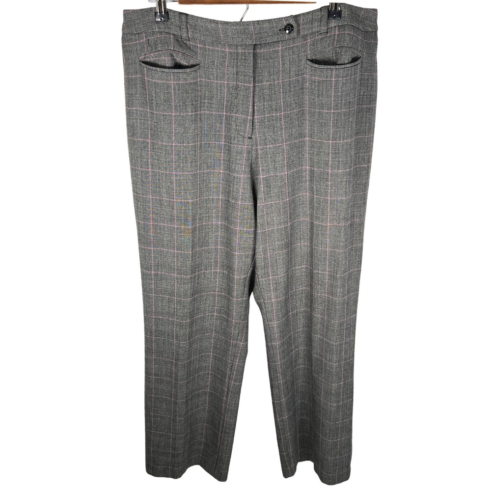 Sag Harbor Womens Grey‎ Pink Classic Glen Plaid Windowpane Dress Pants Size 16